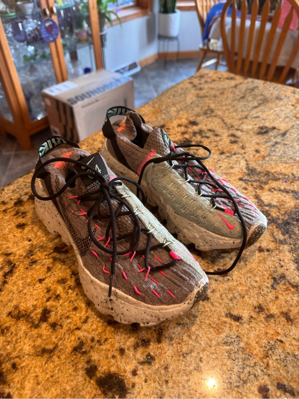 Nike Two-Tone Grey Sneakers with Pink Accents